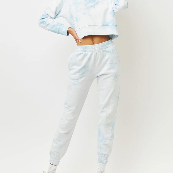 Frankie's Bikinis Burl Sweatpants in Baby Blue Tie Dye- size small - Picture 2 of 5